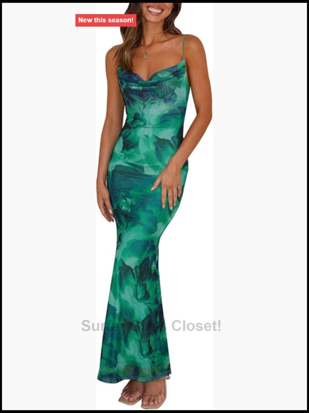 Floral Spaghetti Strap Bodycon Maxi Dress Backless Slip Stretchy Long